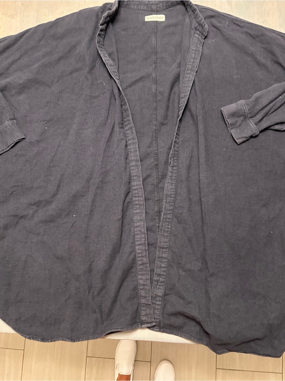 Black crane kimono jacket 
Super soft cotton